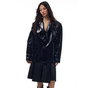 women's glossy PU leather jacket, view 3 - MRSLM