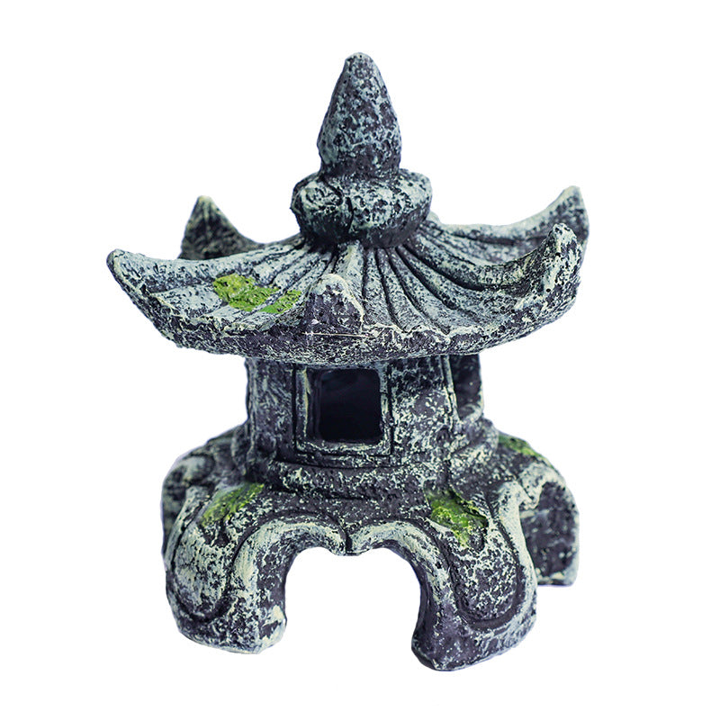resin ancient pavilion aquarium decoration, view 2 - MRSLM