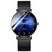 ultra-thin blue dial quartz watch, view 6 - MRSLM