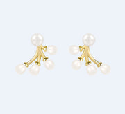 sterling silver pearl earrings, view 3 - MRSLM