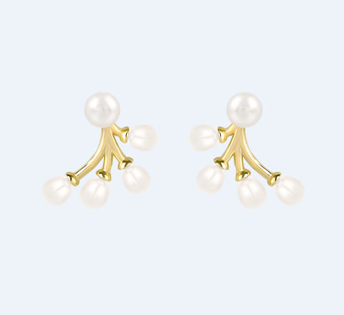 sterling silver pearl earrings, view 3 - MRSLM