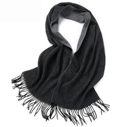 double-sided wool houndstooth scarf, view 6 - MRSLM