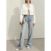 minimalist women's washed straight denim pants, view 9 - MRSLM