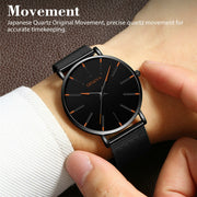 men's ultra thin black quartz watch, view 10 - MRSLM