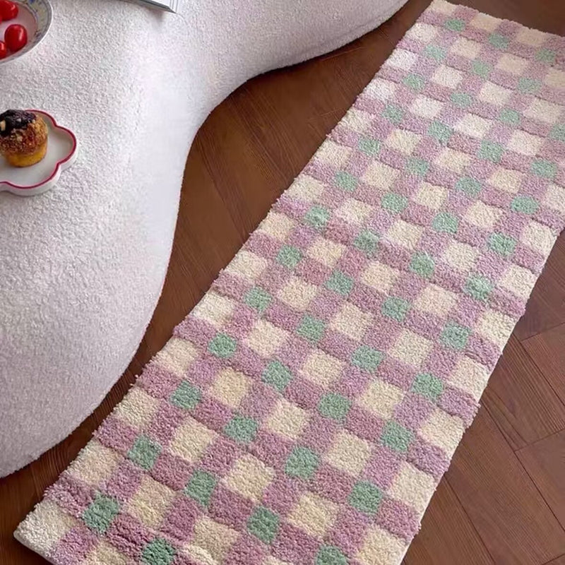 plush plaid flocking floor mat, view 6 - MRSLM