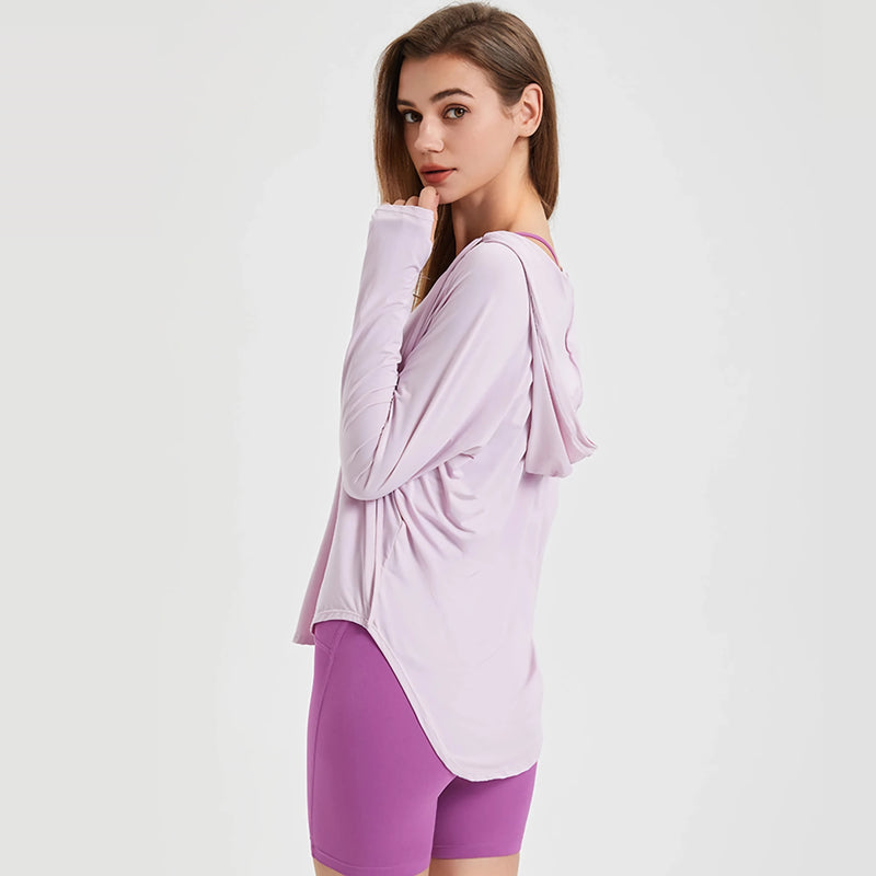 women's long sleeve UV protection yoga hoodie, view 9 - MRSLM