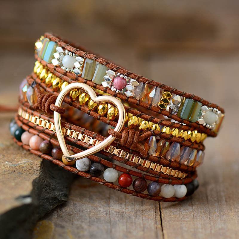 hand-woven leather wrap bracelet, view 3 - MRSLM