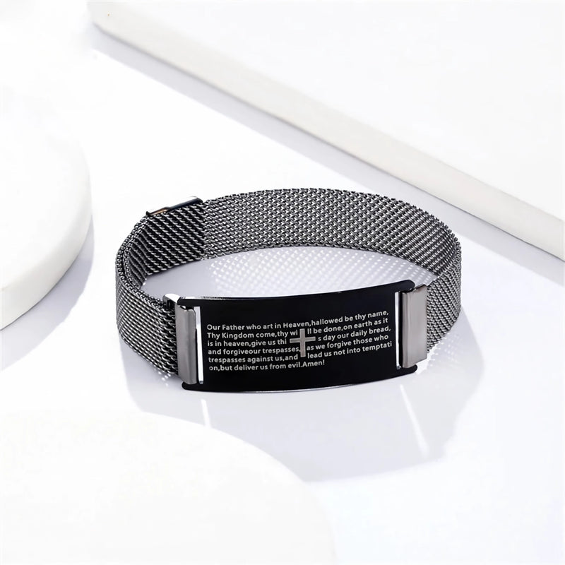 Christian cross magnetic cuff bracelet for men, view 7 - MRSLM