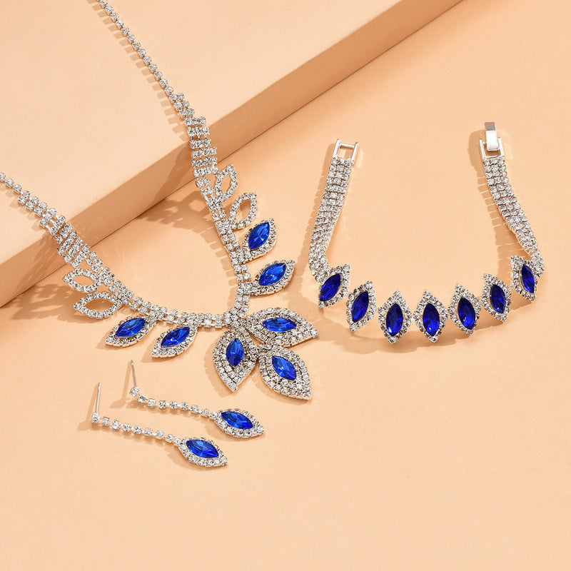 Marquise crystal necklace, earrings and bracelet set, view 8 - MRSLM