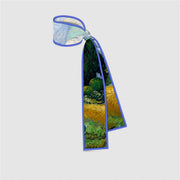 skinny silk scarf with art print, view 3 - MRSLM