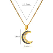 gold moon pendant necklace, view 2 - MRSLM