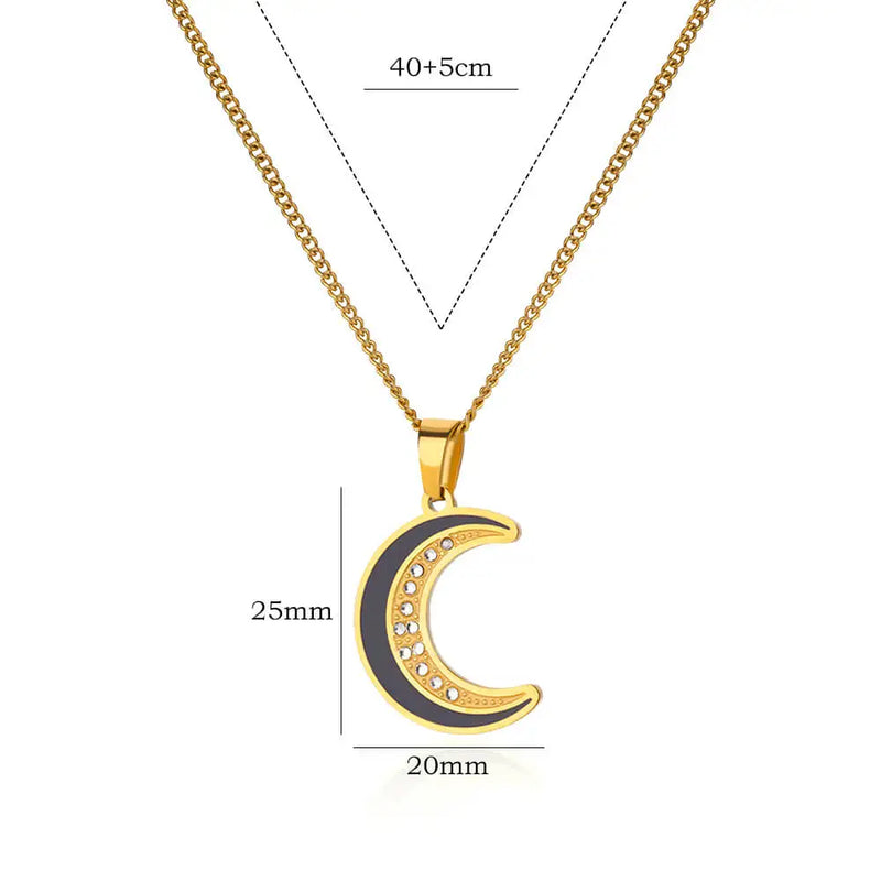 gold moon pendant necklace, view 2 - MRSLM