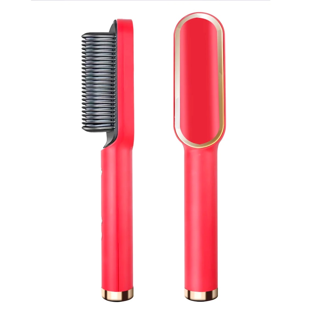 Hair Straightener Brush: Ionic Hot Comb with Fast Ceramic Heating