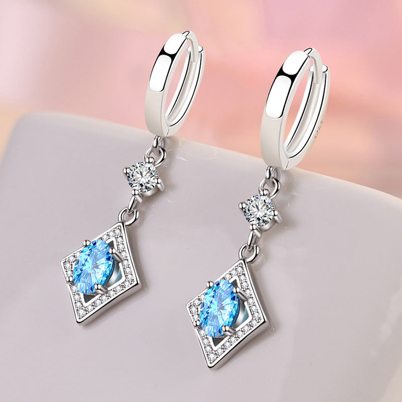 sterling silver oval stone earrings, view 4 - MRSLM