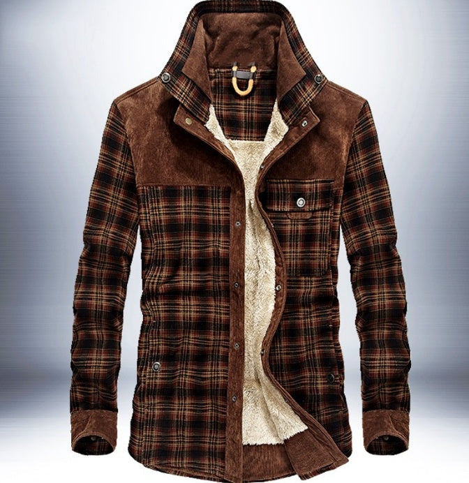 Men's fleece-lined cotton plaid jacket, view 11 - MRSLM
