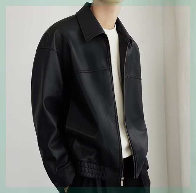 men's hooded motorcycle leather jacket, view 6 - MRSLM