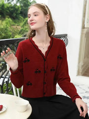 v-neck casual knitted cardigan, view 3 - MRSLM
