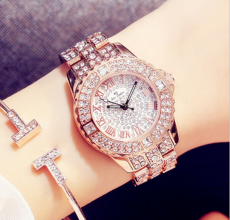 full diamond ladies quartz watch, view 5 - MRSLM