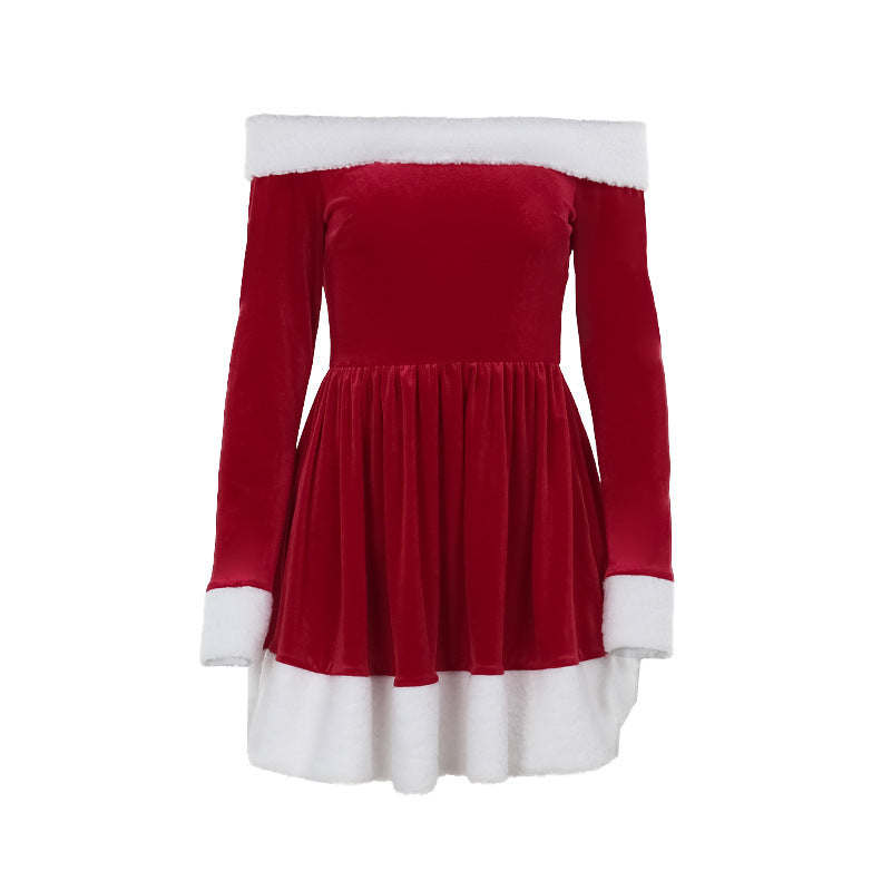 christmas off-shoulder a-line dress, view 5 - MRSLM