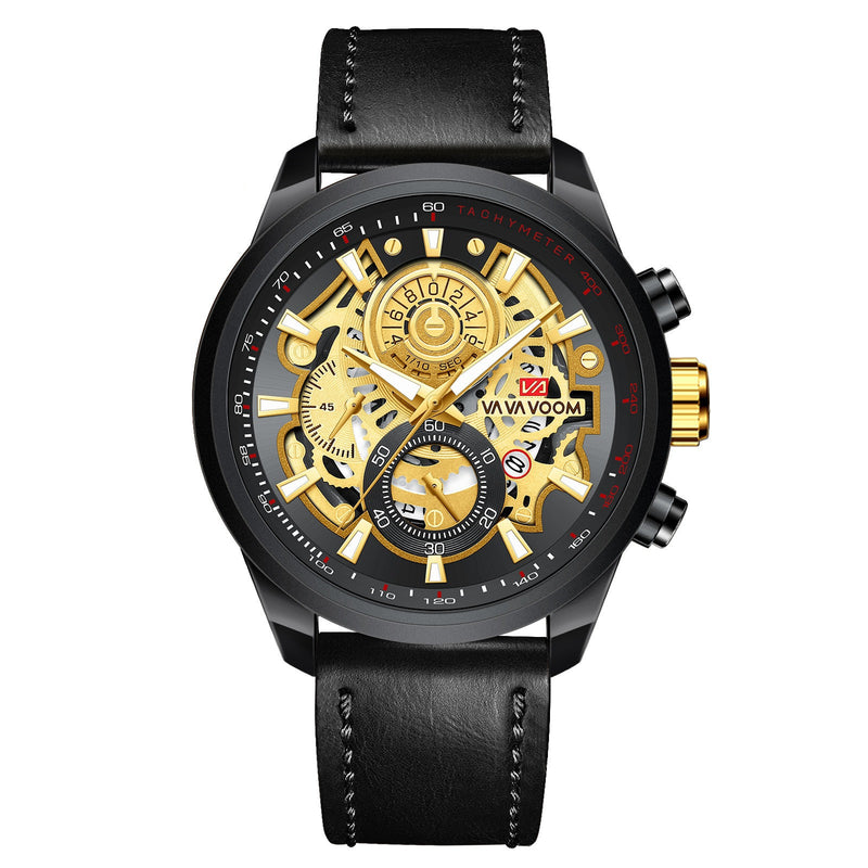 men's black gold quartz watch, view 6 - MRSLM