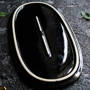 oval ceramic sushi sashimi plate, view 2 - MRSLM