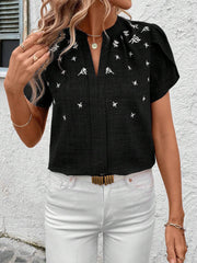 Women's half-open collar printed blouse, view 7 - MRSLM