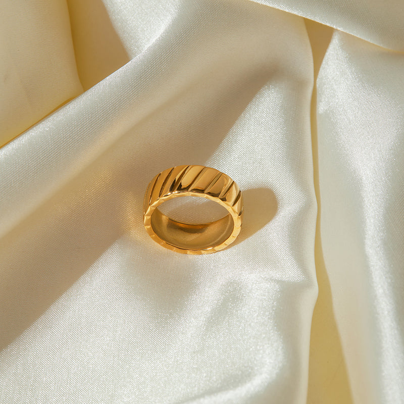 Gold plated hypotenuse pattern closed ring, view 6 - MRSLM