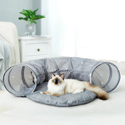 collapsible cat tunnel toy with mat, view 4 - MRSLM