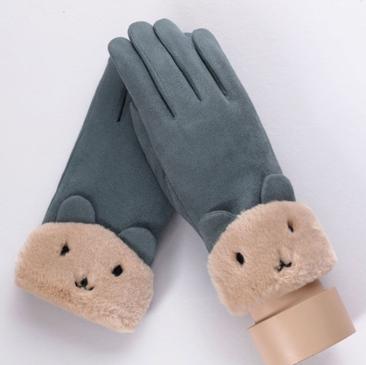 Women's plush-lined suede touchscreen gloves - MRSLM