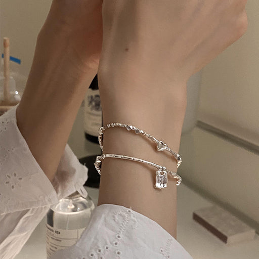 women's s925 silver love tag bracelet - MRSLM