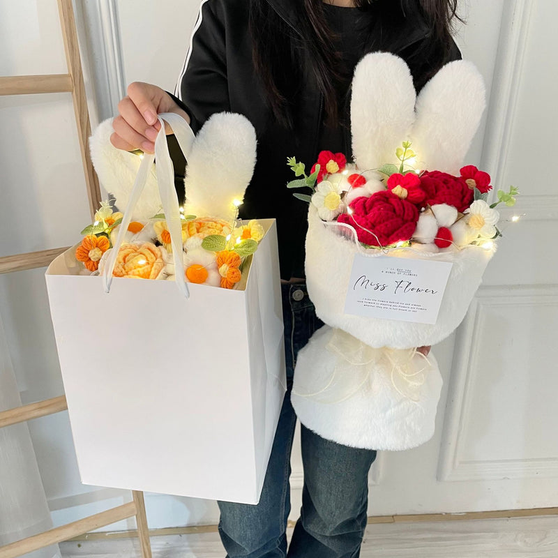 Knitted rabbit ear bouquet doll, view 2 - MRSLM
