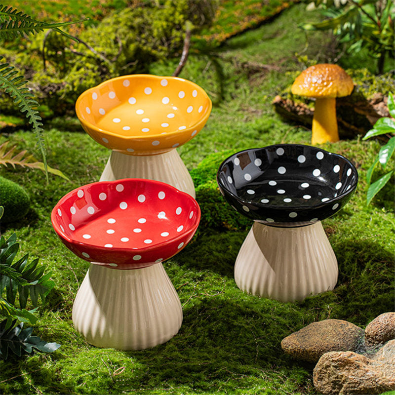 mushroom ceramic pet bowl, view 5 - MRSLM