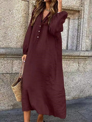 retro cotton linen swing dress, view 3 - MRSLM