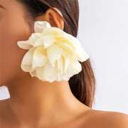 fluffy fabric flower stud earrings - MRSLM
