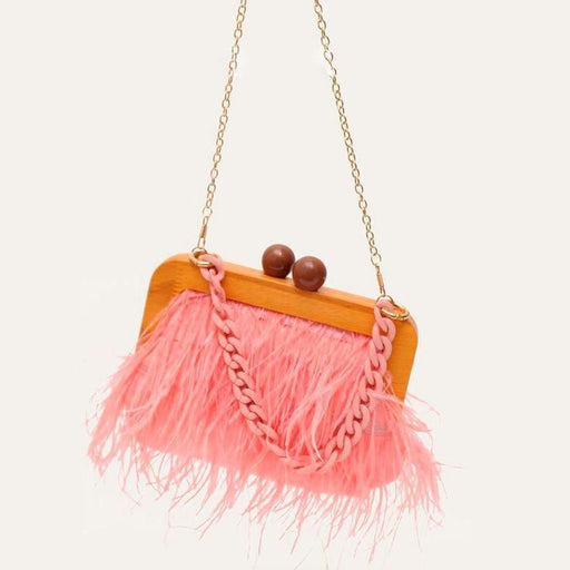 feather evening clutch with acrylic chain - MRSLM