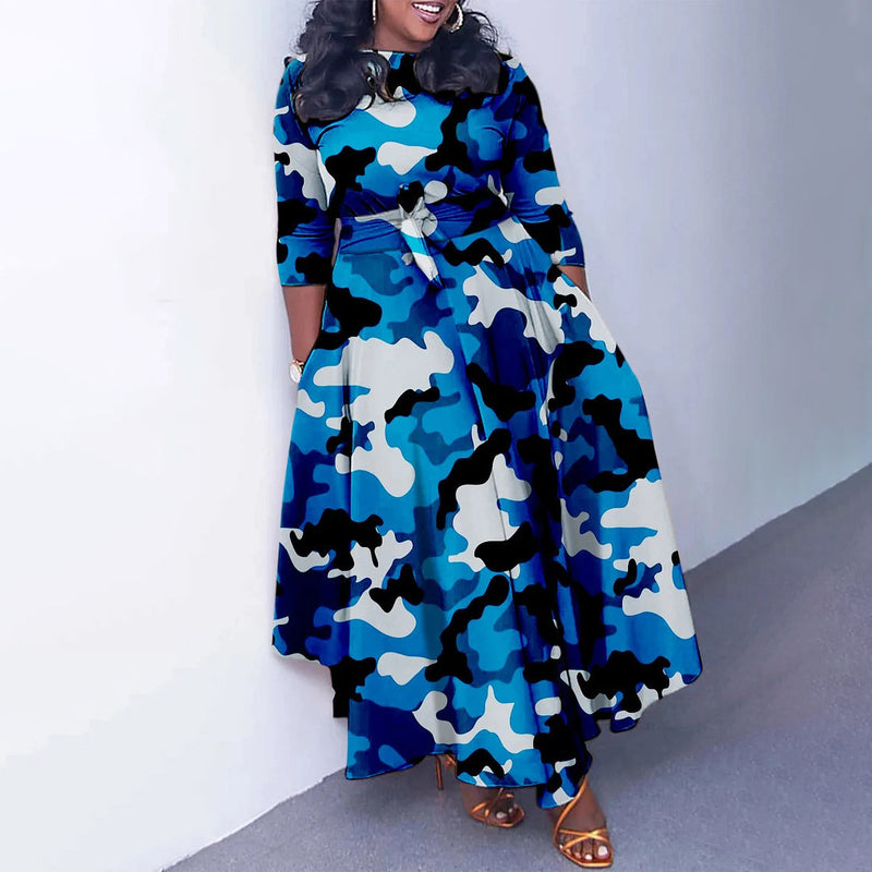 lace-up printed plus size dress, view 10 - MRSLM
