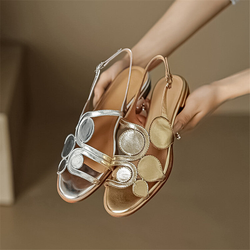 sheepskin round toe sandals, view 6 - MRSLM
