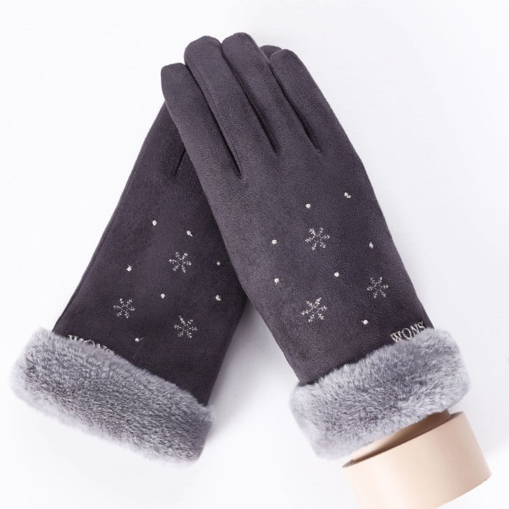 Women's plush-lined suede touchscreen gloves, view 28 - MRSLM