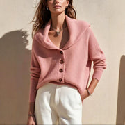 Women's shawl-collar button-front knit cardigan, view 7 - MRSLM