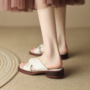 square heel leather slippers, view 6 - MRSLM