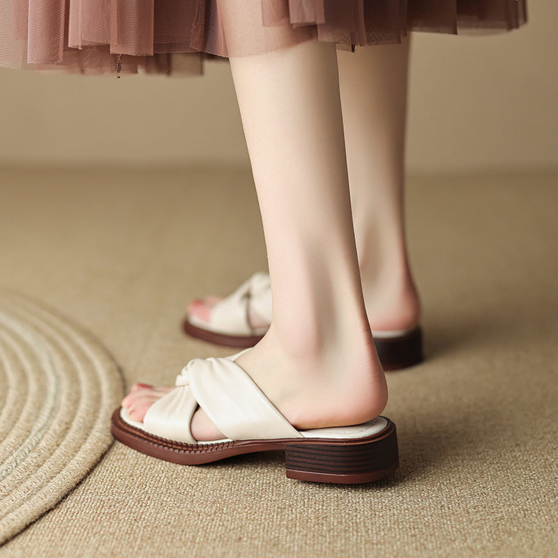 square heel leather slippers, view 6 - MRSLM