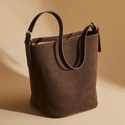 PU leather suede bucket shoulder bag, view 5 - MRSLM