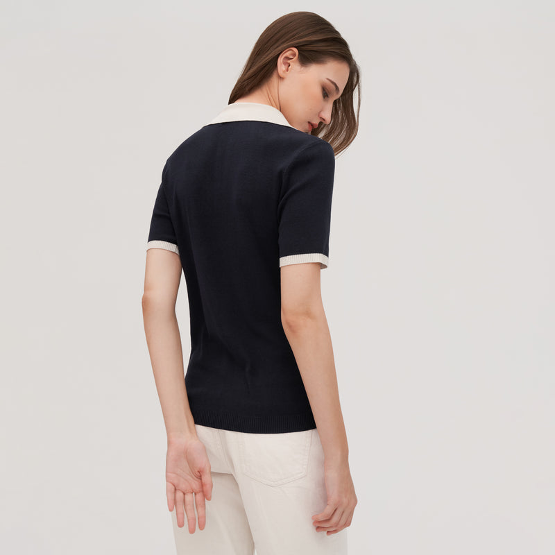 women's silk knit polo, view 6 - MRSLM