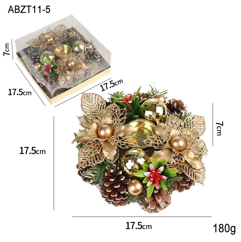 Christmas pinecone and berry candle holder wreath, view 11 - MRSLM
