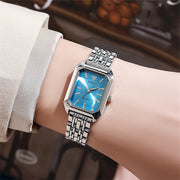 square watch with gold alloy strap, view 4 - MRSLM