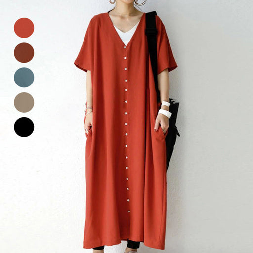 japanese summer v-neck shirt dress - MRSLM