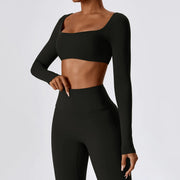 long sleeve crop top yoga shirt, view 29 - MRSLM
