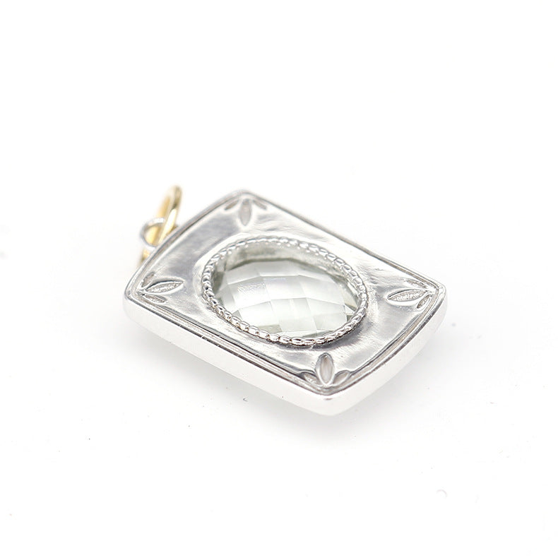 green amethyst silver pendant, view 5 - MRSLM