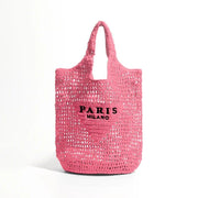 plaited raffia straw bucket bag, view 3 - MRSLM