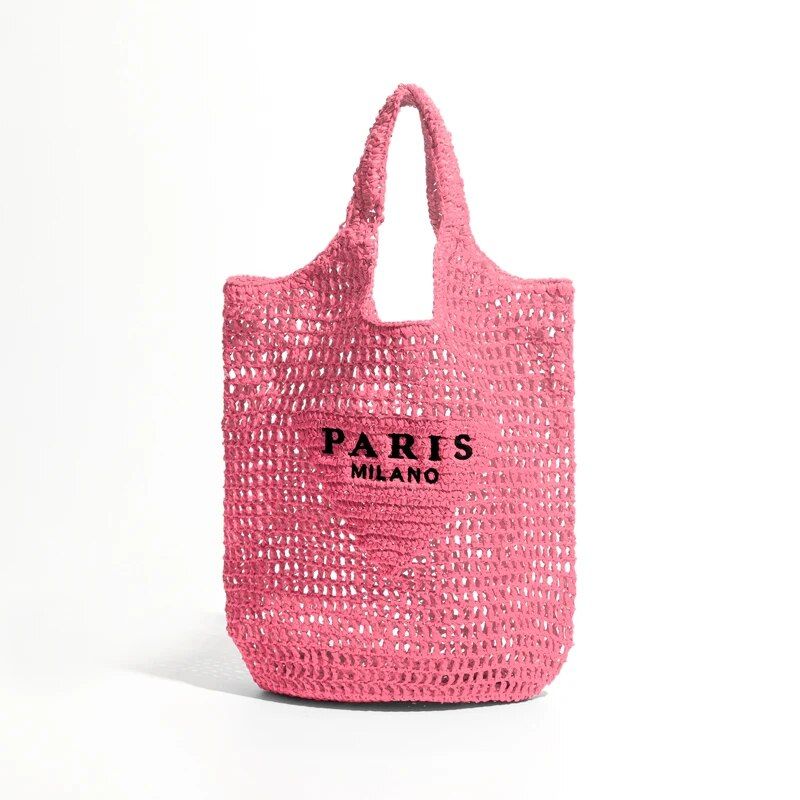 plaited raffia straw bucket bag, view 3 - MRSLM
